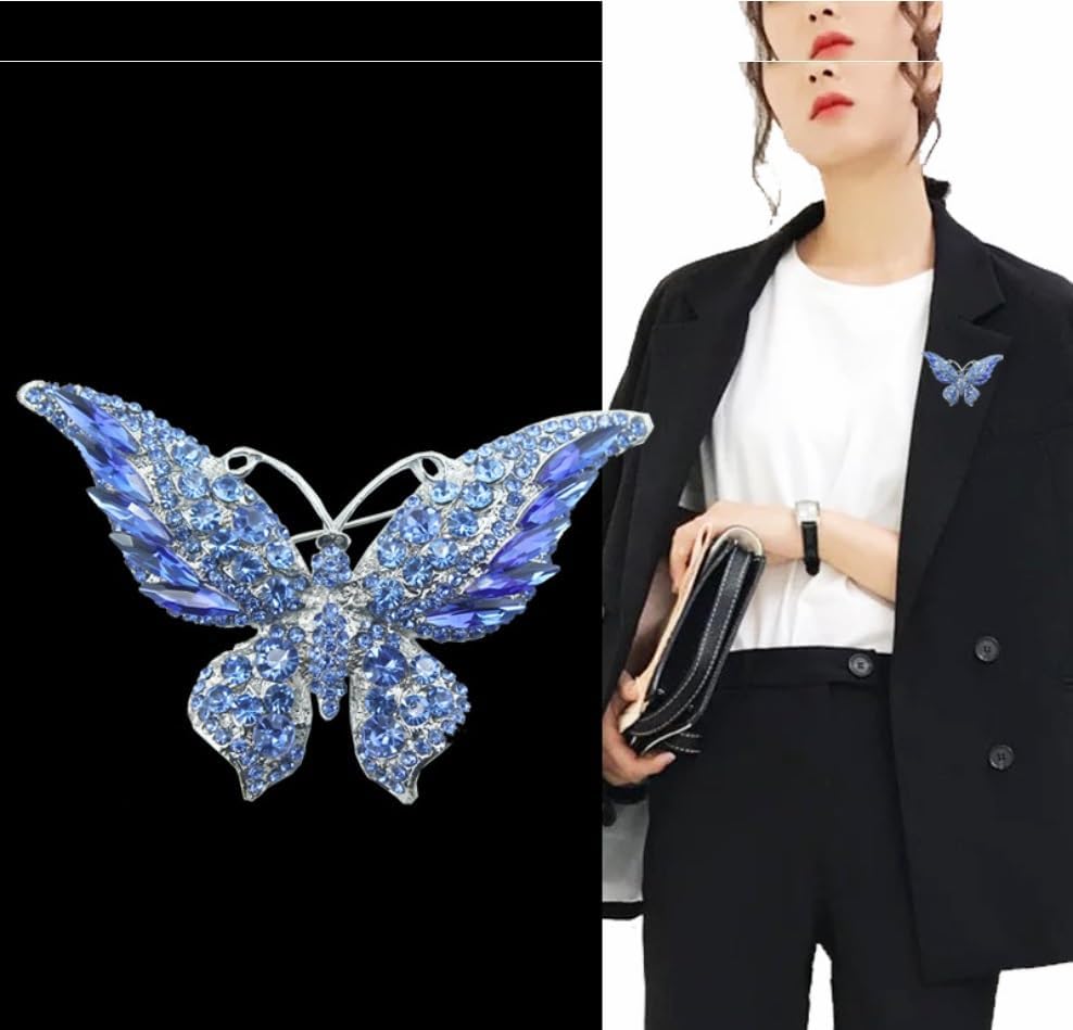 Crystal Rhinestone Butterfly Brooch Elegant Lapel Pins Dress Accessories Jewelry Gift For Women Girls - Image 4