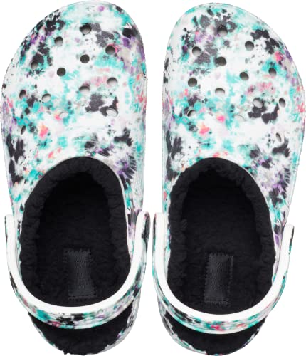 Crocs Unisex-Adult Classic Tie Dye Lined Clogs | Fuzzy Slippers, Pure Water/Multi, 7 Women/5 Men #TOP4