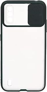 جراب حماية بلاستيك نحيف للغاية بحواف حماية من السيليكون 360 درجة وواقي كاميرا منزلق لموبايل سامسونج جالاكسي A01 مقاس 5.7 بوصة - لون أخضر غامق