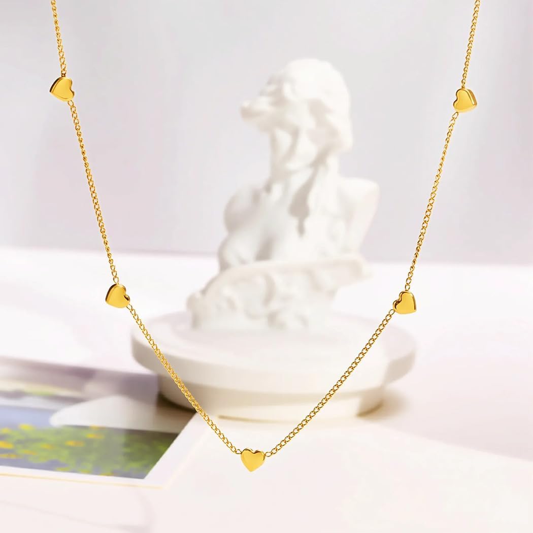Artmiss Multi-Heart Pendant Necklace for Women Gold Heart Choker Adjustable Romantic Statement Jewelry Gift for Valentine Anniversary - Image 7