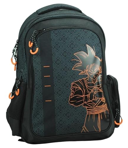 PRESTIGE & DELUXE Sac à dos à roulettes compatible avec Dragon Ball Z, école primaire, 46 cm, poignée télescopique, 2 compartiments, poches latérales de haute qualité, pour enfants, dimensions 48 x 33