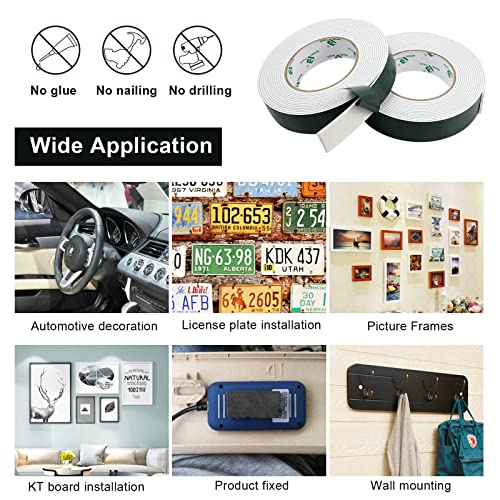 Image of BOMEI PACK 1.18inch x 16.4ft Double Sided White Foam Tape for Automotive, Molding, LED, Sealing, for Home, Office | 2mm Thick, 2 Rolls
