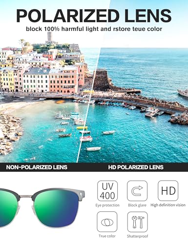 Image of BIRCEN Mens Polarized Sunglasses for Driving: Al-Mg Metal UV Protection Sun Glasses Square Shades for Fishing Travel 2026