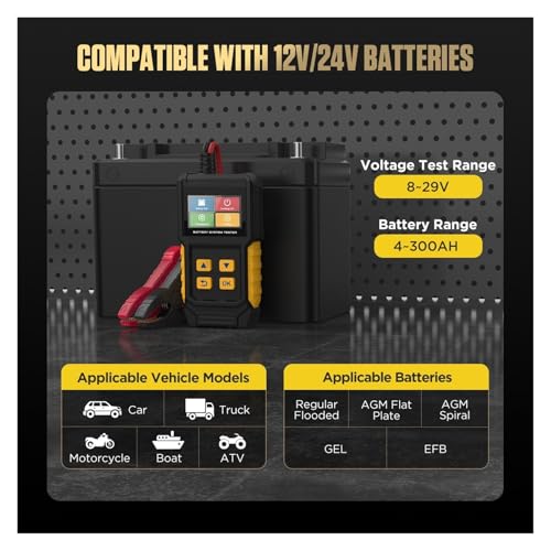 Herramienta carga y arranque 30-2000 CCA con probador de batería BT360 de amplio voltaje 8-29 V 5