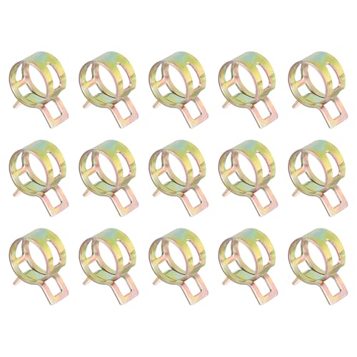 Image of Sourcingmap 15Pcs Spring Band Type Action Fuel/Silicone Vacuum Hose Pipe Clamp, 14mm Low-Pressure Air Spring Hose Clip Clamp for Automotive Oil Pipe Water Pipe, Color Zinc