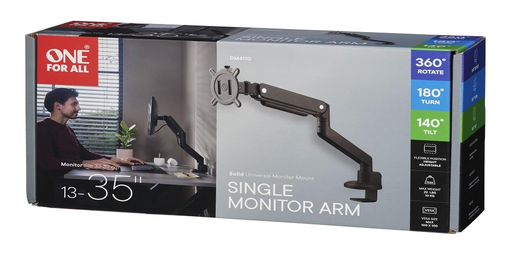 One For All DM4110 Uniwersalny uchwyt do monitora Solidne ramię do monitora 100 x 100, czarny