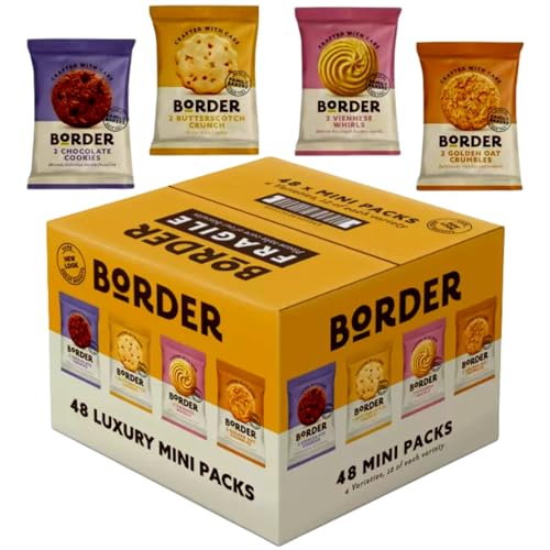 Border Biscuits Luxury Mini Pack - 48 Biscuits Individually Wrapped with 4 Flavours | On The Go Snacks Perfect for Sharing Snacks for Kids and Adults | Snack Packs for Family | Biscuits Gift Set