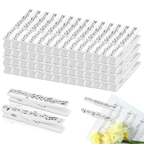 Bucherry 50 Pcs Music Teacher Gifts Music Sheet Clips Wooden Sheet Note Holder Clips for Musical Reading Stand Piano Guitar Violin Flute Instrument Player Musician Musical Graduation Student
