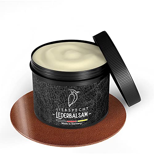 Liebspecht® Bálsamo para Cuero prémium 100% Natural [Fabricado en Alemania] 500 ml, incoloro con Cera de Abeja, Adecuado para Cuidado de Cuero, Coche, Zapatos, Chaqueta de Cuero, sillines de Cuero Cover