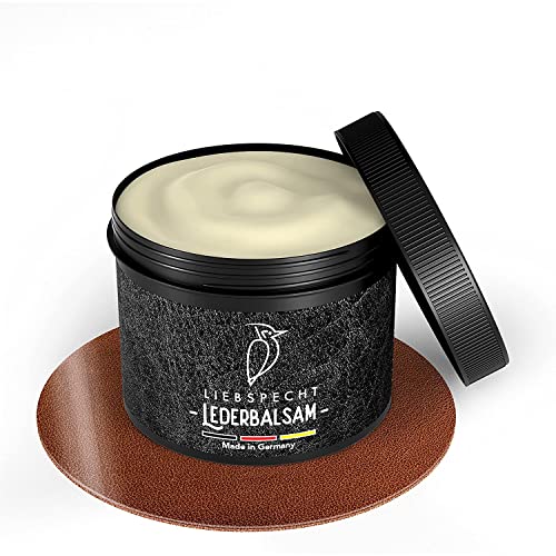 Liebspecht® Baume pour Cuir de qualité supérieure 100% Naturel [Fabriqué en Allemagne] 500 ML incolore avec Cire d'abeille, Convient pour Entretien de Voiture, Chaussures, Veste en Cuir, Selle