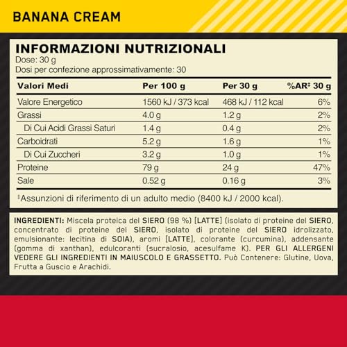 Optimum Nutrition Gold Standard 100% Whey, Proteine In Polvere, Gusto Crema Di Banana, 900G, 30 Porzioni - 9