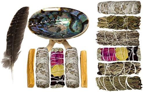 Smudging Kit - Sage Smudge Kit - White Sage Smudge Sticks for Cleansing - White Sage and Palo Santo Sticks - Abalone Shell for Smudging - Smudging Feather - Sage for Cleansing Negative Energy