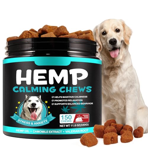 ATOANY Hemp Calming Chews for Dogs 150 Count (11.6 oz), Dog Calming Treats, Helps with Dog Anxiety, Separation, Barking, Stress Relief, Melatonin for Dogs, Sleep Calming Aid, for All Breeds & Sizes
