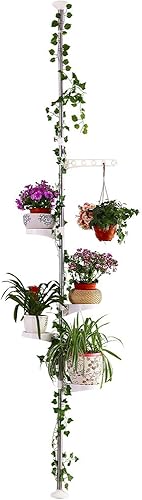 Hershii Poste de 5 capas para plantas de interior, barra de tensión de resorte, estante de exhibición de flores, soporte ajustable para macetas,