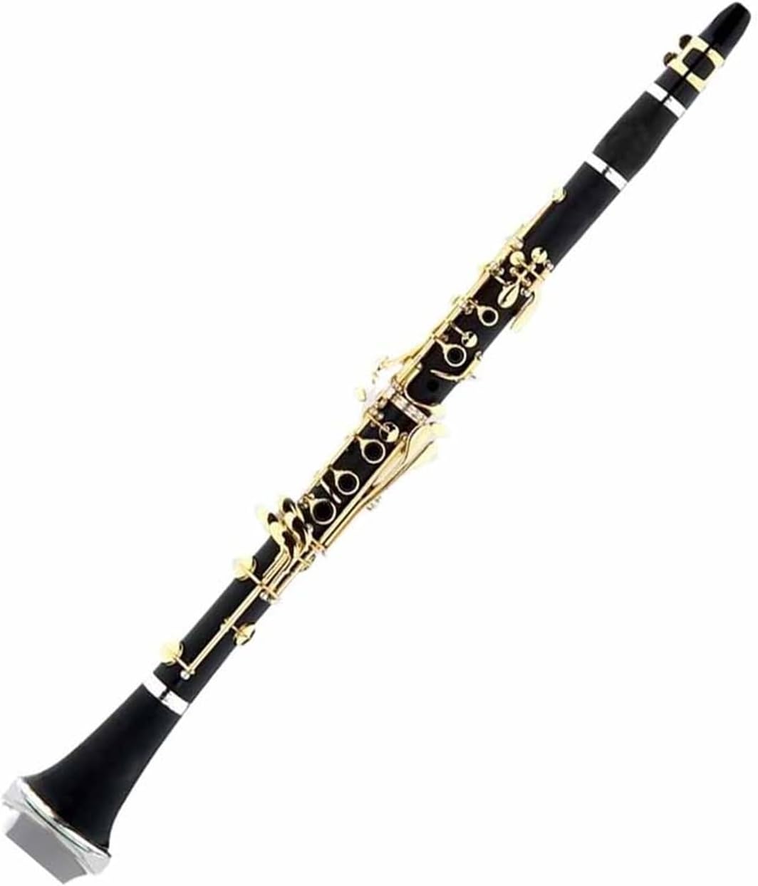 Intermediate Grade 17 Key Tone Bb Ebonite Solid Wood Texture Gold Plated Clarinet