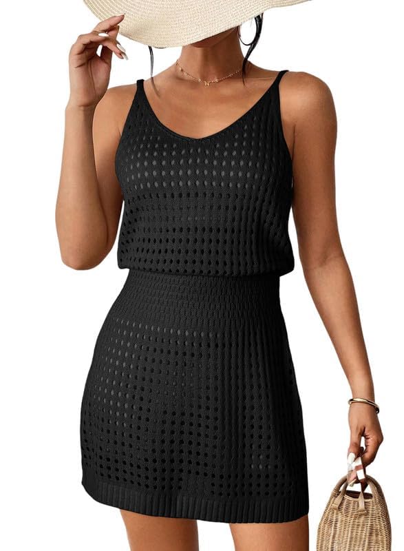 Dokotoo Summer Crochet Hollow Out Knit Beach Bathing Suit Swim Cover Ups Cruise Outfits Vacation Dresses for Women 2025