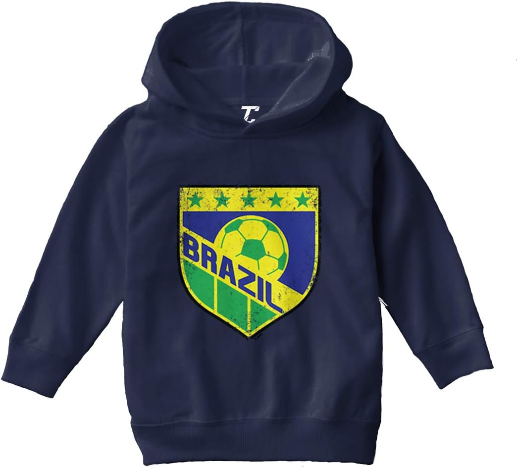 Tcombo Brazil Soccer - Brasil Distressed Badge Toddler/Youth Fleece Hoodie