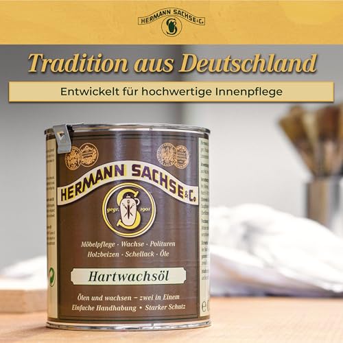 Hermann Sachse Hartwachsöl farblos - 2-in-1-Holzpflegeöl & -Wachs für starken Holzschutz - Für Möbel, Holzboden, Treppenstufen, Türen, Arbeitsplatte & mehr - Für fast jedes Holz - 750 ml