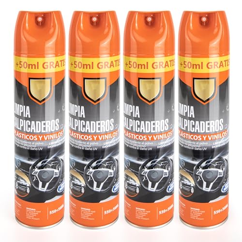 BESCH Pack 4 Limpia Salpicaderos para Coche 600ml | Limpiador para Plástico, Vinilo, Cuero, y Gomas - Protector Interior Coche Protege Daño UV (Sabor a Coche Nuevo)