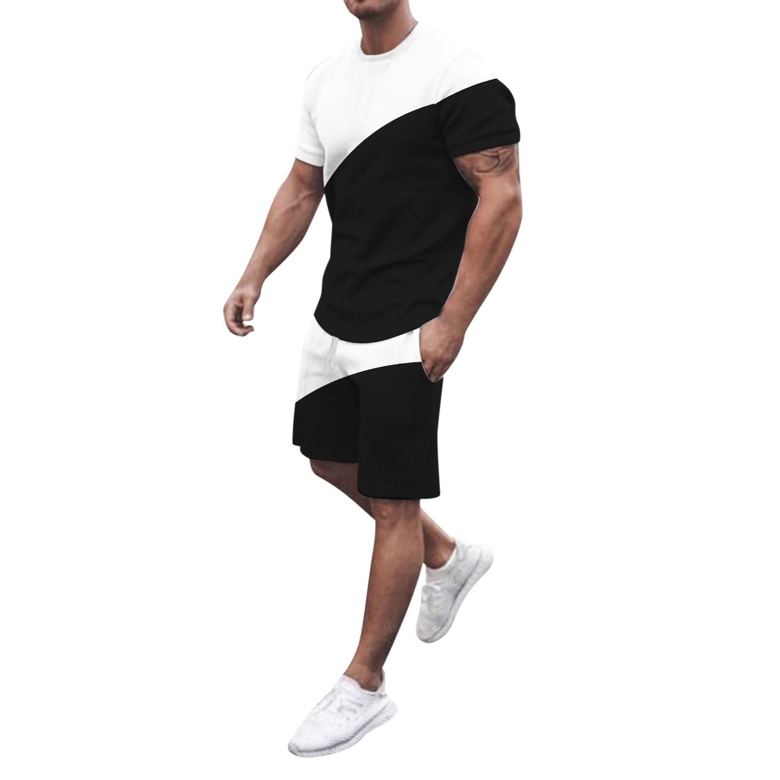Generic Chándal Completo Hombre de Marca Verano Tendencia Bolsillo Estampado Hawaiano Sudadera Color Sólido Transpirable Traje Camisa Pantalones Cortos camisas hombres slim fit