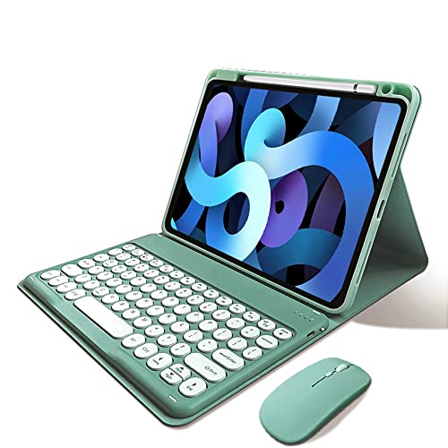 Funda con teclado para iPad 10 ideal para estudiar en la universidad con ratón verde oscuro