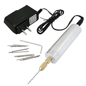 Yakamoz 0.7-1.2mm Mini Micro Electric Aluminum Hand Portable Handheld Drill with 15pcs Drill Bits, 2A Power Supply…