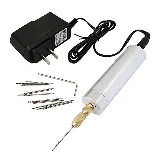 Yakamoz 0.7-1.2mm Mini Micro Electric Aluminum Hand Portable Handheld Drill with 15pcs Drill Bits, 2A Power Supply Included