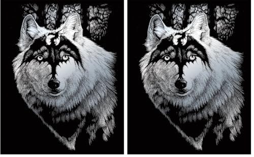 Royal Brush Silver Foil Engraving Art Kit, 8 by 10-Inch, Dragon Wolf, Black (Pack of 2)