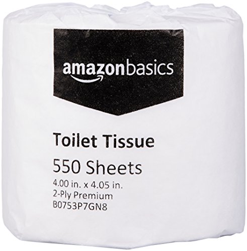 Amazon Basics Professional Toilet Tissue for Businesses, 2-Ply, 4 x 4.1 inches (LxW), 44000 Count (80 Packs of 550 Sheets)