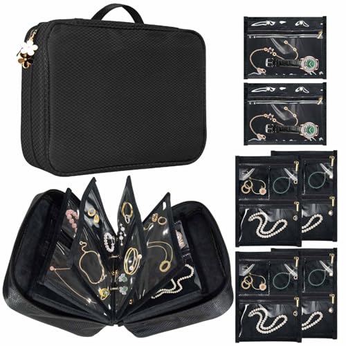 Eclatbox Travel Jewelry Organizer Case, Jewelry Storage Bag with Zipper