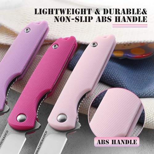 Image of DRACHENADER Pink Pocket Knife for Women, 2.04 inch 5Cr13MoV Steel Blade, Mini Cute EDC Pocket Folding Knife, Womens Girl Gift