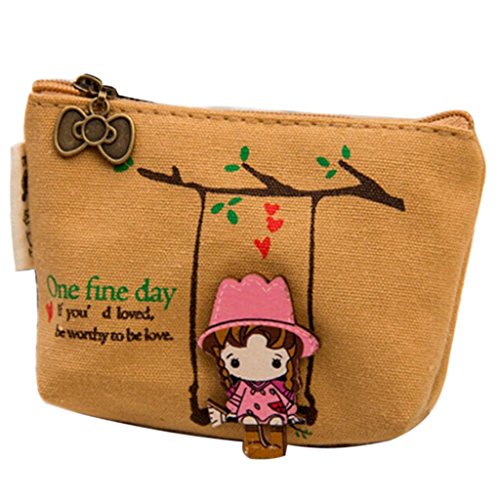 Preisvergleich Produktbild Minetom Frauen Dame Girl Geldbeutel Wallet Tragbar Segeltuch Mini Schaukel Mädchen Kleingeldbörse Schlüsseletui Handtasche (Gelb)