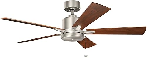 Miniatura 2 de Kichler 330242NI, Ventilador de techo Bowen de níquel cepillado de 52 pulgadas, 52 pulgadas cepillado níquel,bronce,