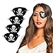 Boland 74143 – Juego de parches para los ojos, color blanco y negro, 4 solapas piratas con motivo, calavera, sable, pirata, fiesta temática, carnaval, fiesta de noche, Halloween