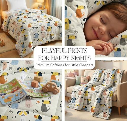 Image of BSB HOME 220 GSM Cotton Reversible AC Comforter | Kids Printed Winter Quilt /Duvet for Single Bed | Soft Warm Cozy Blanket | Size 60 x 86 Inches (152 x 218 cm) (Off White)