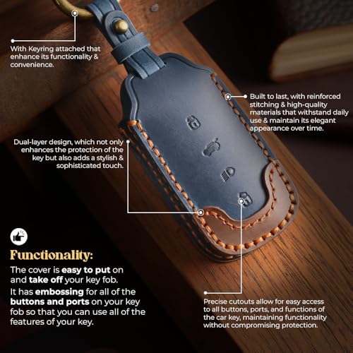 Image of keyzone Leather Key Cover for Tata Harrier, Safari, Sierra, Curvv, Curvv EV Smart Key.