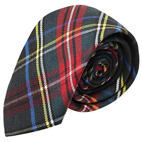 King & Priory Boys Dark Green Tartan Tie Cover