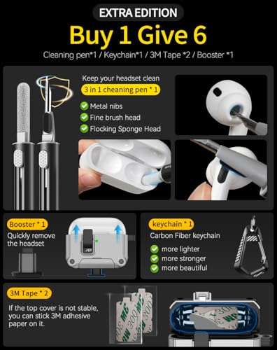Image of Pohgelan for AirPods 2nd /1st Case with Safety Lock-Silver | Magnetic Automatic Lock with Cleaning Kit&Keychain,Compatible with Magsafe