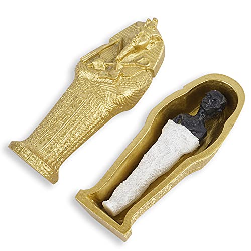 Image of Aquarium Mummy Gold Coffin Decorations Egypt Fish Reptile Turtle Tank Decor Ornament Pet Gold