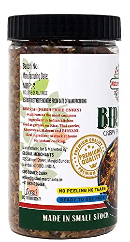 Image of Nature's Spice Birista Fresh Crispy Fried Onion - Pack of 4 (250g Each) Golden Pyaz Used for Biryani, Noodles, Gravies & Indian Curries | Healthy & Tasty Snack | Good Source of Dietary Fiber