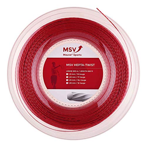 MSV Hepta Twist 16L 1.25mm Tennis String 200m Reel - Red