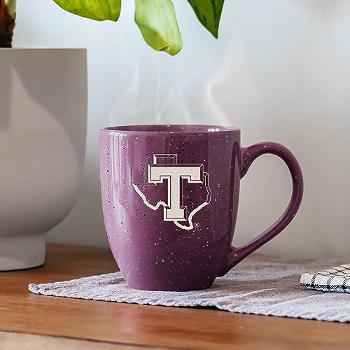 Image of Rico Industries NCAA Tarleton State Texans Purple Personalized 16 oz Team Color Laser Engraved Speckled Ceramic Coffee Mug