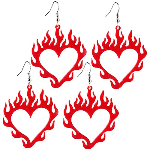 Boucles d'Oreilles Coeur Flamme Pendants Acrylique pour Vos Soirées