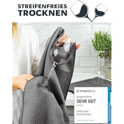 Gräfenstayn 8er-Set Geschirrtücher Microfaser - saugstarke & fusselfreie Waffelstruktur - 45x65 cm Küchenhandtücher - Oeko TEX Standard 100 - Mikrofaser-Tücher, Geschirrhandtücher (Anthrazit) – Bild 4