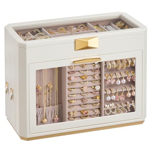 SONGMICS HOME Large Jewelry Box, Vertical Jewelry Organizer with Glass