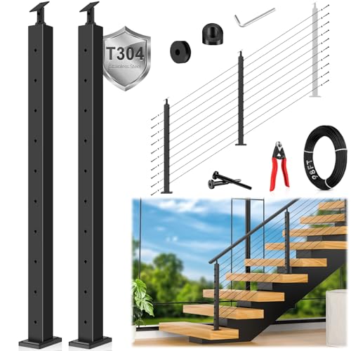 Zylorix 36" Modular 2-8FT Cable Railing Post Kit for Deck Surface Mount