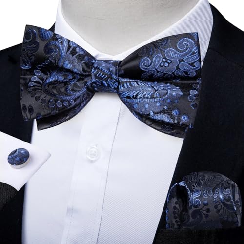 Corbatín paisley preanudado para hombre boda seda miniatura 2