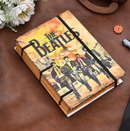 Image of The Beatles Recycled Antique Paper Journal - 5x7 Inches | Handmade, Eco-Friendly, Artistic Notebook