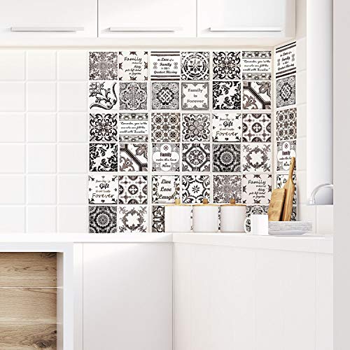 WALPLUS Autocollant Mural Amovible Auto-Adhésif Mural Art Stickers Vinyle Maison Décoration DIY Salon Cuisine Chambre Décor Peint Cadeau Tuile - Autocollant 10 cm X 10 cm - 24 Pièces