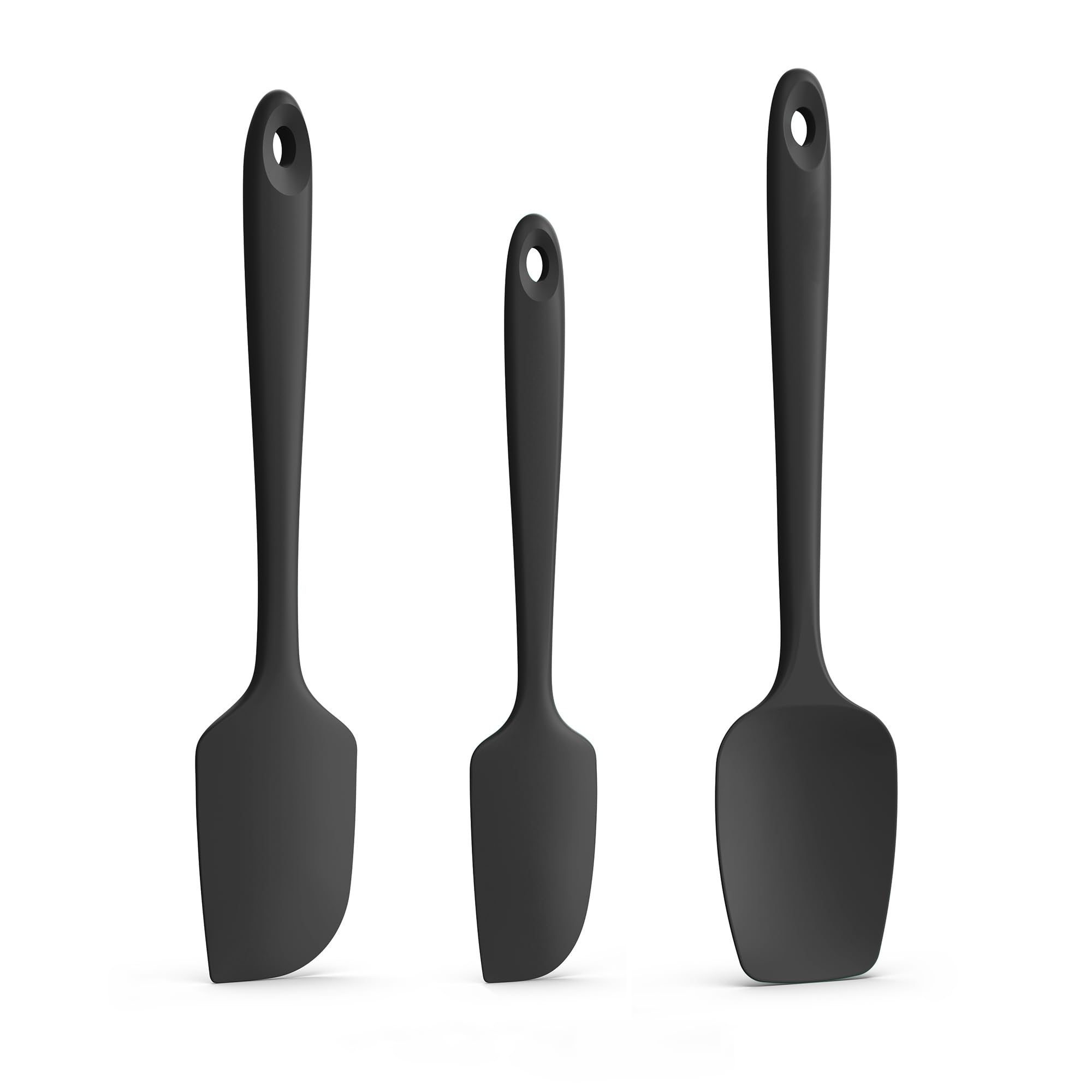 Doosu Espátulas de silicona para cocinar, calor 315℃, 3u, negro | Raspador alimentario resistente altas temperaturas, suave no raya, antiadherente flexible para hornear mezclar servir